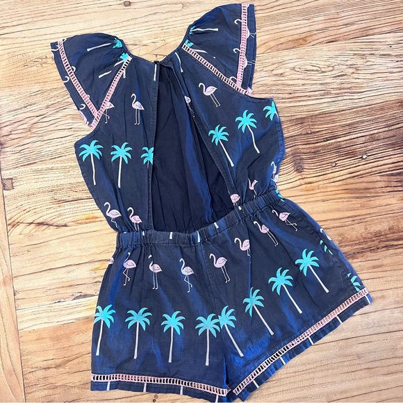 Country Road Girls Size 8 Playsuit - Grey with Flamingos & Palm Trees - Picture 4 of 7